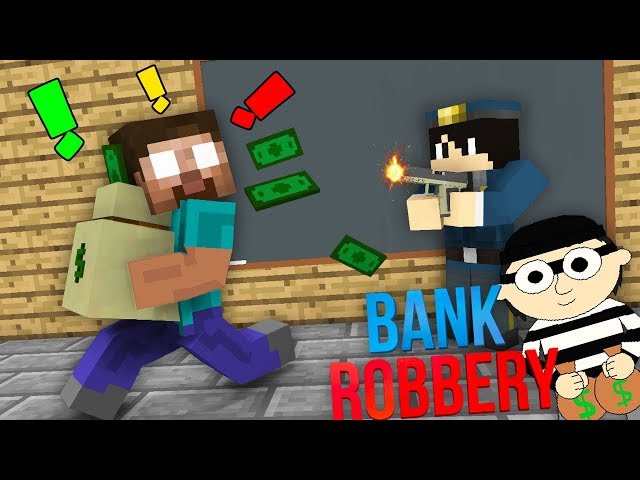 Monster School : BANK ROBBERY & AVM SHORTS - STICKMAN CHALLENGE - Minecraft Animation