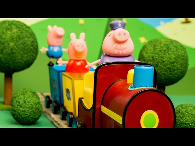 Peppa Pig Grandpa's Train Surprise George falls in Muddy Puddles
