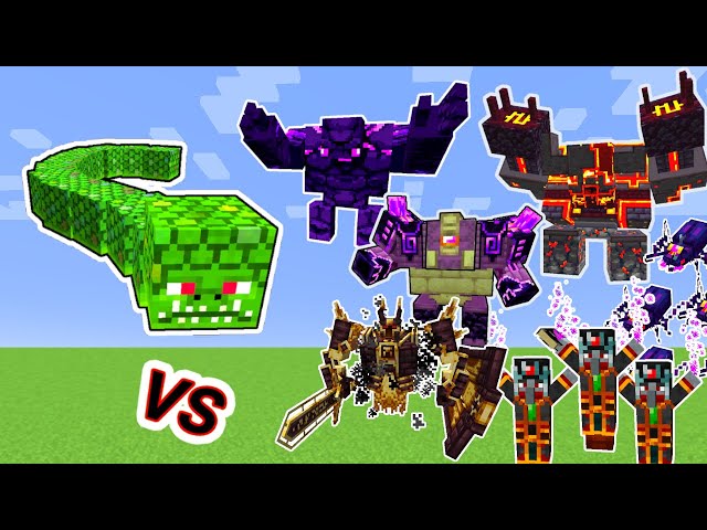 Naga Vs. Netherite Monstrosity and other L_Ender's Cataclysm Monsters in Minecraft