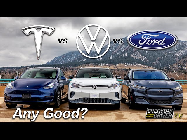Mustang Mach-E vs Model Y vs ID4 EV comparison - Is the future any good? | Everyday Driver Season 9