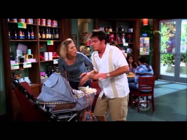 Two and a Half Men - Charlie Throws Up on a Baby [HD]