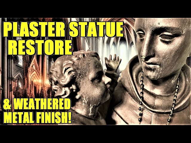 AMAZING RESOTRATION of BROKEN 5-ft Plaster STATUE! 😲 With Weathered Metal Finish! 🤯🤯🤯