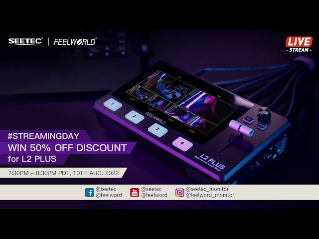 Introduce FEELWORLD L2 PLUS multicam video switcher，win 50% off discount.
