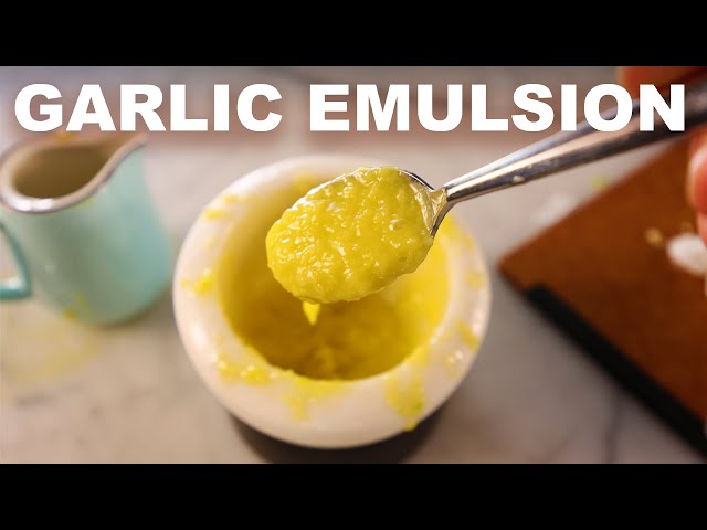 How garlic can emulsify sauces (aioli, alioli, allioli, aïoli, toum, etc)