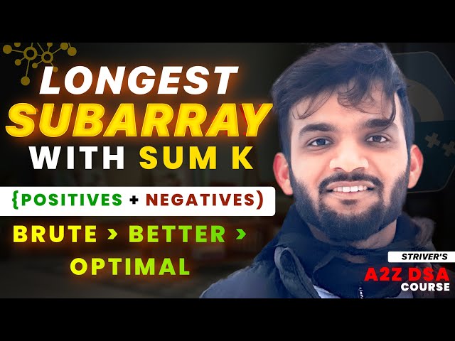 Longest Subarray with sum K | Brute - Better - Optimal | Generate Subarrays