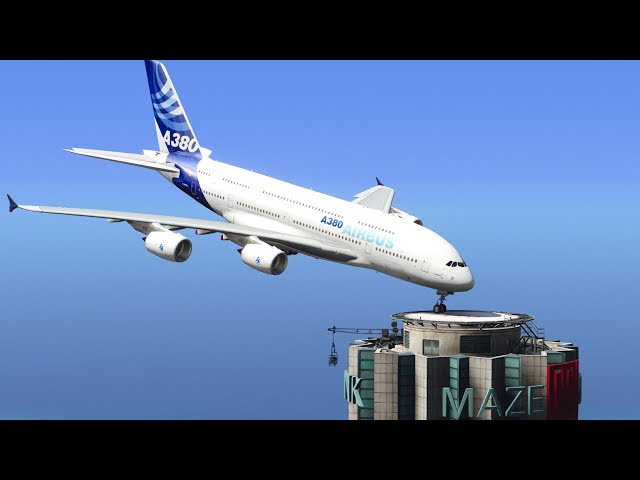 GTA 5 - LANDING GIGANTIC A380 ON ROOF HELIPAD!