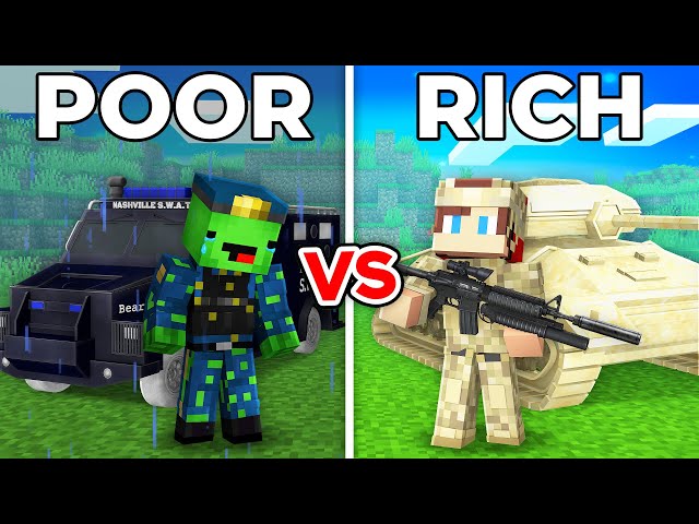 Poor Mikey S.W.A.T vs Rich JJ MILITARY Survival Battle in Minecraft ? (Maizen)
