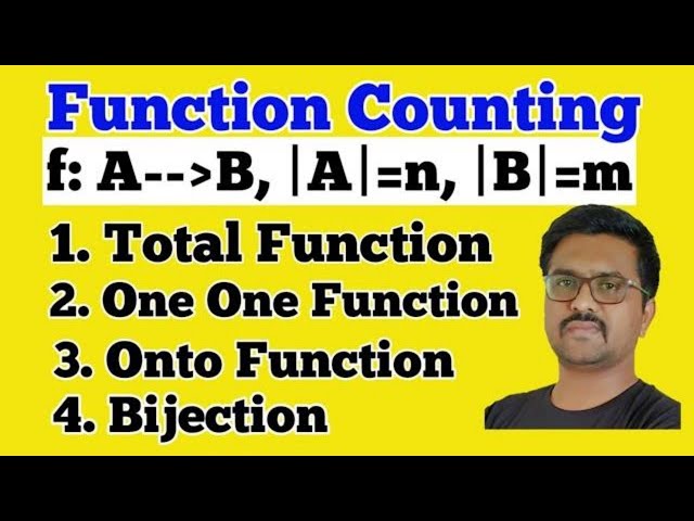 Counting of functions|total number of one one functions|total number of onto functions|surjection