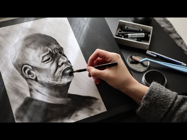How I practice portrait drawing (chill art vlog + charcoal portrait process)