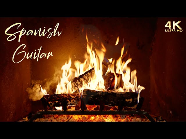 🔥 Relaxing Spanish Guitar Music Fireplace 🔥