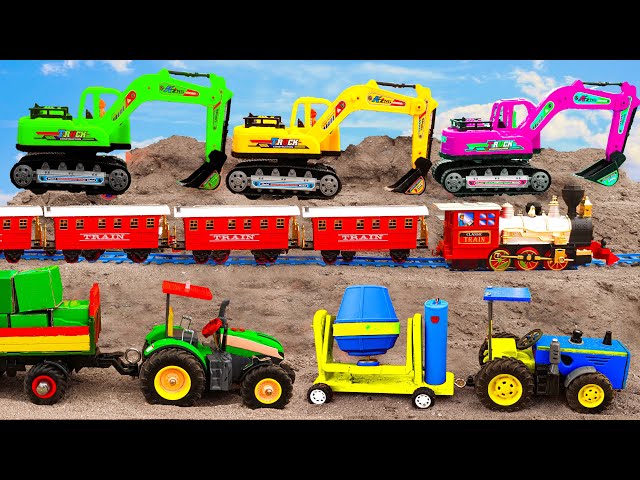 Crane cars, excavators DIY mini, concrete mixer trucks for railway tracks