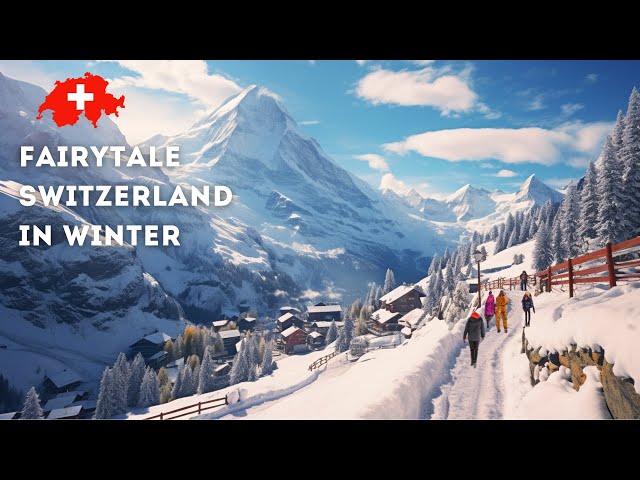 🇨🇭Most Beautiful Places In Switzerland in Winter: Lauterbrunnen, Mürren, 4K Relaxing Winter Walk