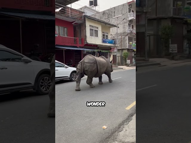 🌆🦏🎥 Urban Rhino Adventure: Strolling Through Nepal’s Streets!