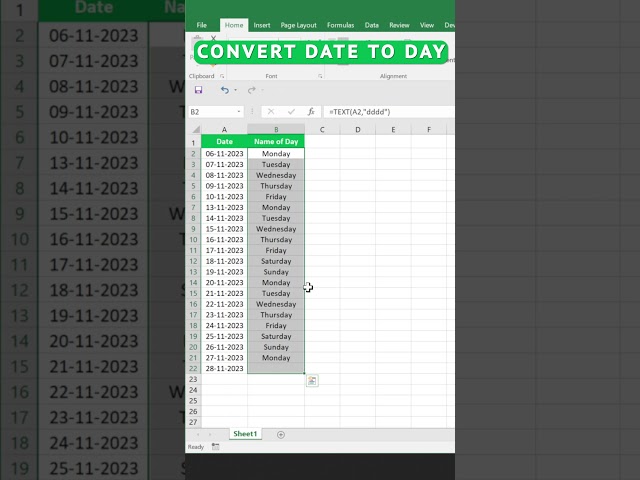 How to Convert Dates to Days in Excel? | TEXT Function in Excel #shorts #excel