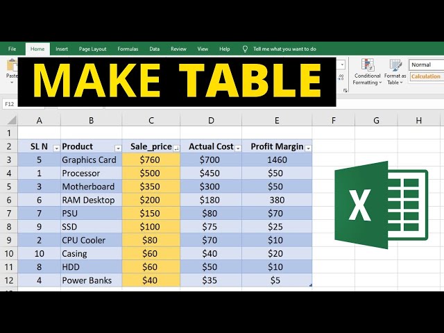 How To Make A Table in Excel | Microsoft Excel Tutorial