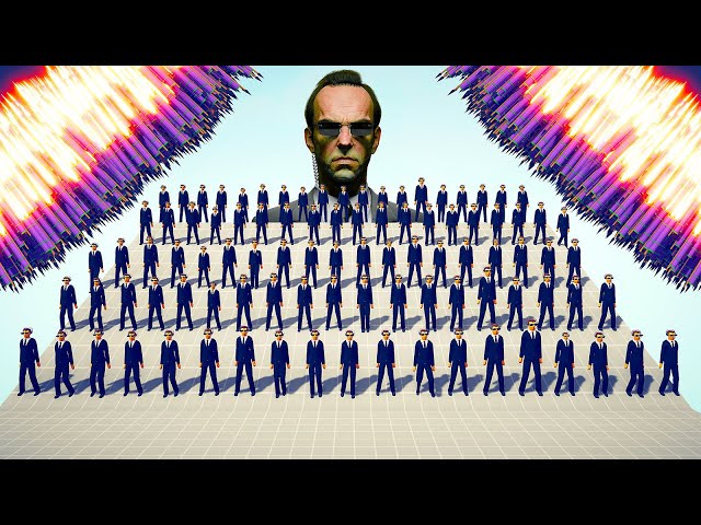 INSANE BATTLE 100x AGENT SMITH + GIANT vs 5x EVERY GOD - Totally Accurate Battle Simulator TABS