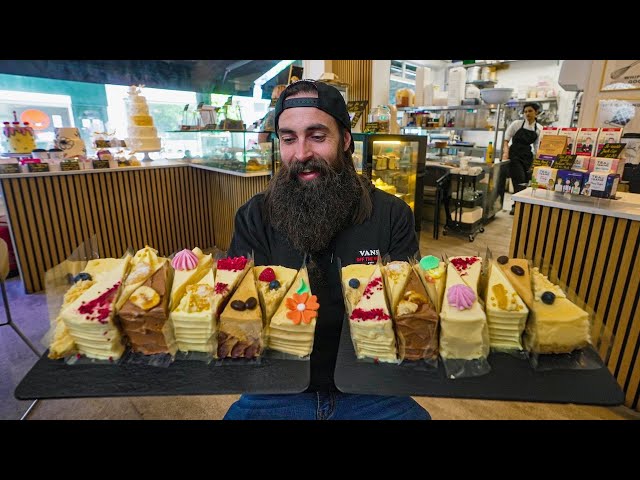 TRYING TO BREAK THE SLICE RECORD AT LONDON'S FAMOUS UNLIMITED CAKE SHOP! | BeardMeatsFood