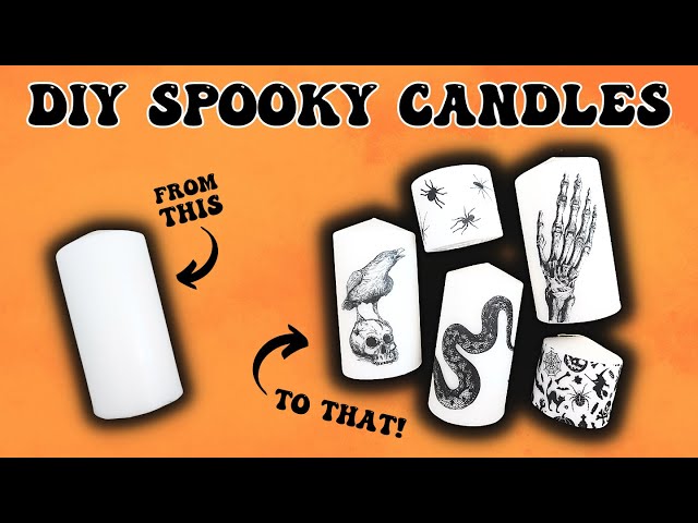 DIY Spooky Candles / How To Put a Picture on a Candle Tutorial / DIY Halloween Decor