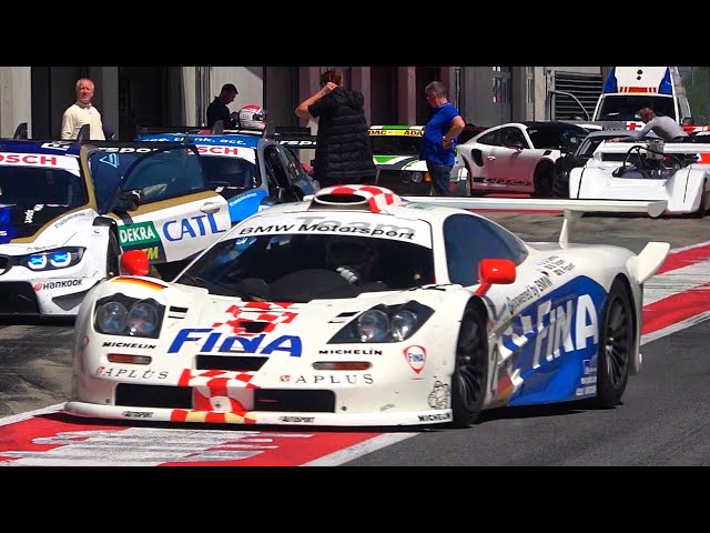Best of BMW Sound: Mclaren F1 GTR Longtail & BMW V12 LMR engine warm up and FULL THROTTLE on track!
