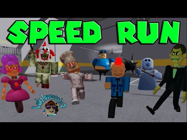 SPEED Run in 7 Scary Obby from PlatinumFalls, Mis Ani-Tron, Siren Cop, Barry, Mr FunnY, Papa v2