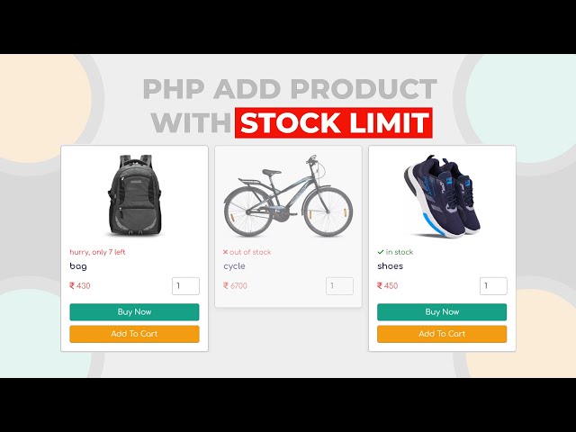 Add Product With Max Stock Available Limit Using PHP PDO