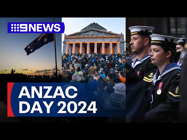 Aussies mark Anzac Day 2024 with dawn services, marches and two up | 9 News Australia