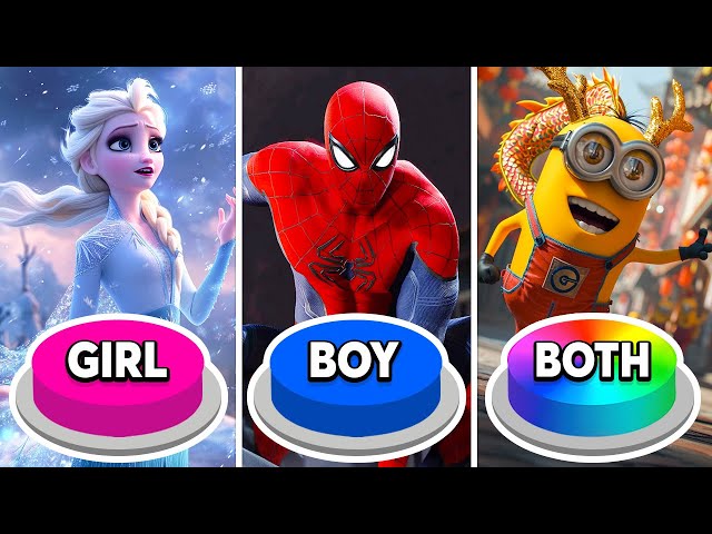Choose One Button...!🤩 CHARACTER Edition 👸🦸🤓 GIRL or BOY or BOTH 💙❤️🌈 Mouse Quiz