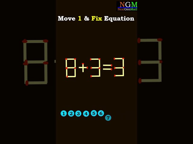 #matchstickpuzzle #mathspuzzle #puzzle PUZZLE 144 MOVE 1 Match Stick & Correct The Equation