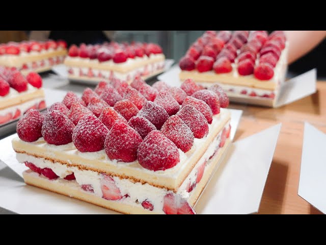 Full of strawberries! Strawberry castella cake making / 草莓蛋糕製作 - Taiwanese Food