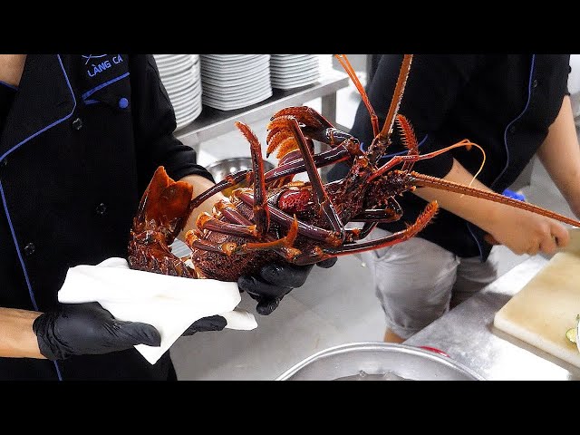 Da Nang, Vietnam, the largest seafood restaurant lobster full course meal - Vietnamese street food
