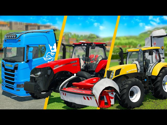 CUT, SPREAD AND LOAD GRASS WITH NEW HOLLAND TRACTORS AND SCANIA TRUCK - Farming Simulator 22