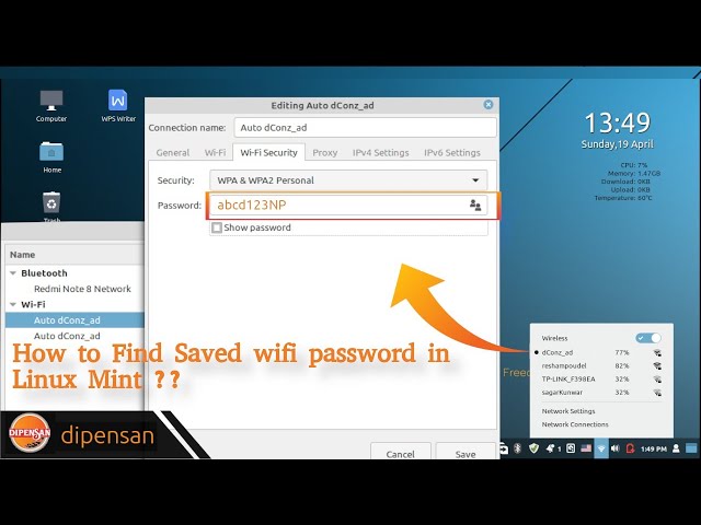 How to find connected or saved  WiFi Password in Linux mint