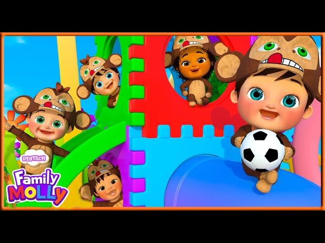 Fünf kleine Affen, ein großer Spaß 🐵🎶| Cartoons und Kinderlieder  |  @MollyreimtKinderlieder