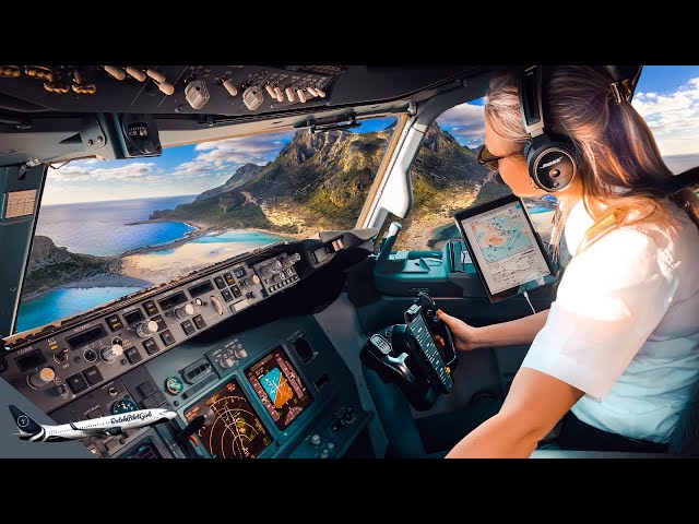 BOEING 737 Stunning LANDING Crete GREECE Heraklion Airport RWY27 | Cockpit View | Airline Pilot Life