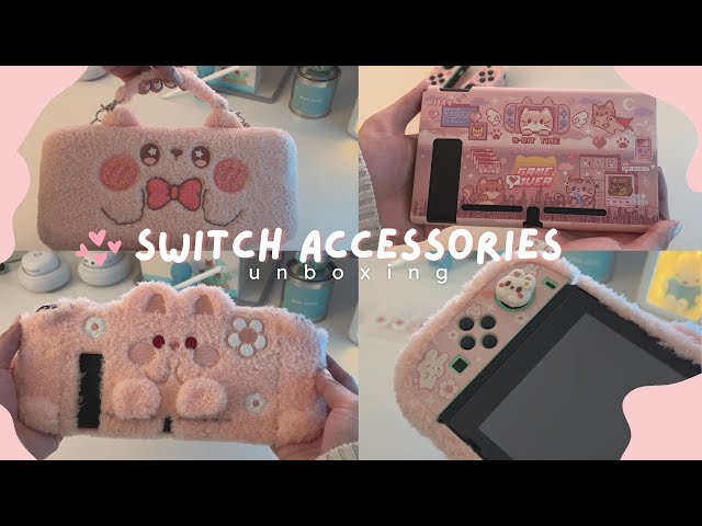 unboxing nintendo switch accessories ft. geekshare | case, thumb grips (pink aesthetic)