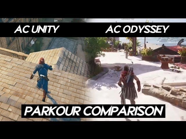 Assassin's Creed Odyssey (2018) "PARKOUR COMPARISON" VS AC Unity (2014) | How smooth parkour looks ?