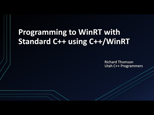 Programming to WinRT with Standard C++ using C++/WinRT
