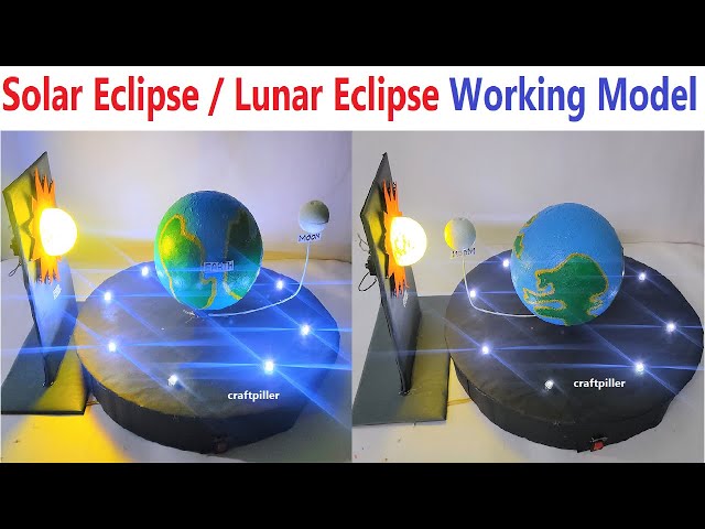 solar eclipse - lunar eclipse - earth rotation working model science project - diy  craftpiller