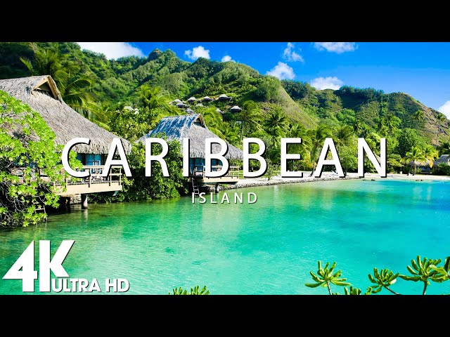 FLYING OVER CARIBBEAN (4K UHD) - Amazing Beautiful Nature Scenery with Relaxing Music-4K Video Ultra