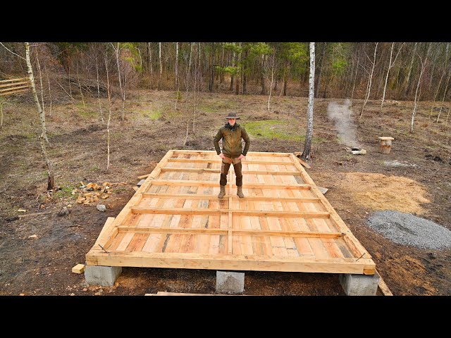 Building an Off Grid Log Cabin for Recreation, With Insulated Floor | Hunting, Cooking Pheasant