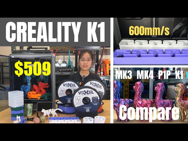 Creality K1: A machine that falls between the BambuLab X1 Carbon and P1P, priced the same as the P1P