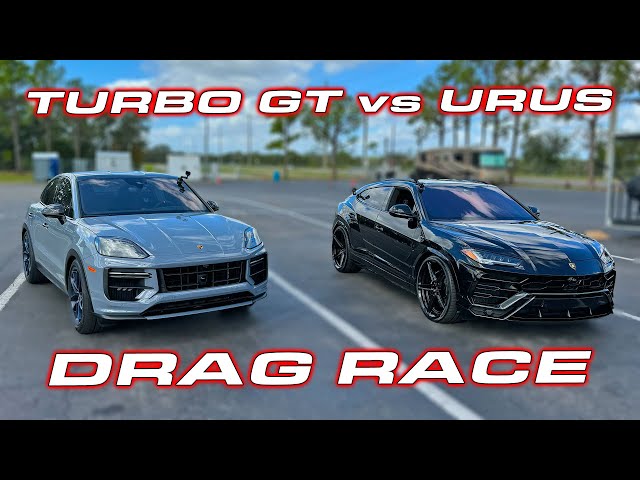 SUPER SUV SHOWDOWN *  Porsche Cayenne Turbo GT vs Lamborghini Urus 1/4 Mile Drag Race