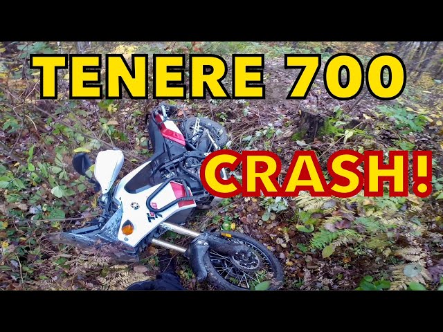 Motorcycle Crash! - Yamaha Tenere 700 Accident and Stuck in the Woods
