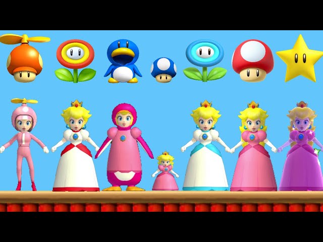 New Super Mario Bros Wii - All Peach Power-Ups