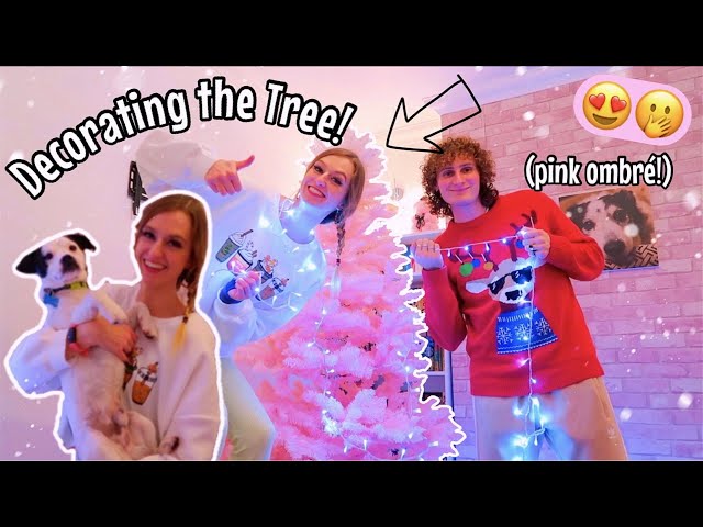 Asmr decorating my 7 foot *PINK OMBRE* Christmas Tree with my bf and puppies!!🤣🎄✨🎀 | Vlogmas Day 5