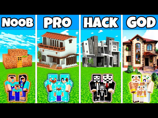 Minecraft SUMMER MODERN HOUSE BUILD CHALLENGE - NOOB vs PRO vs HACKER vs GOD