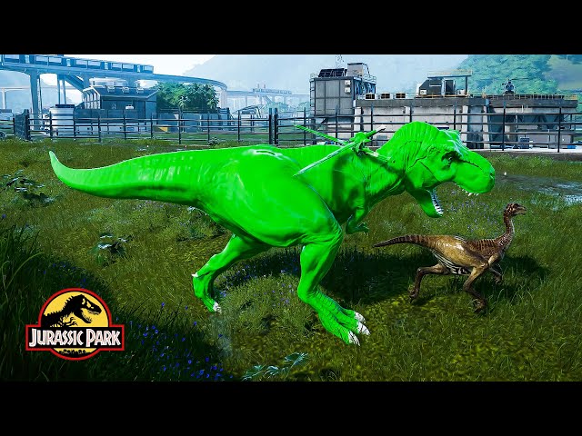 All Dinosaurs Fighting TRex Green vs IRex Black vs Spinosaurus Color Pack Jurassic World Evolution