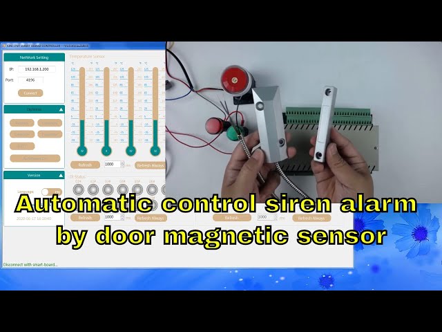 automatic control siren alarm by door magnetic sensor using KC868-COL