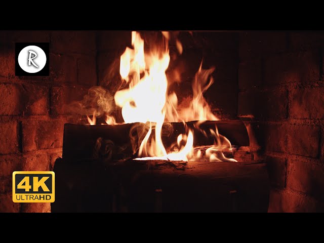 🔥 Crackling Fireplace w/ Rain & Thunder Sounds Outside ( no wind ) for Sleep, Insomnia -10 Hours 4K