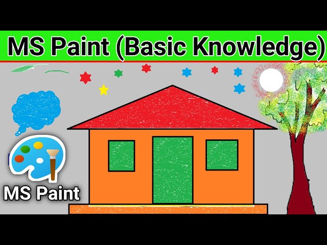 MS Paint 🎨 Besic Knowledge of Computer || Computer Painting Drawing || MS paint drawing house easy